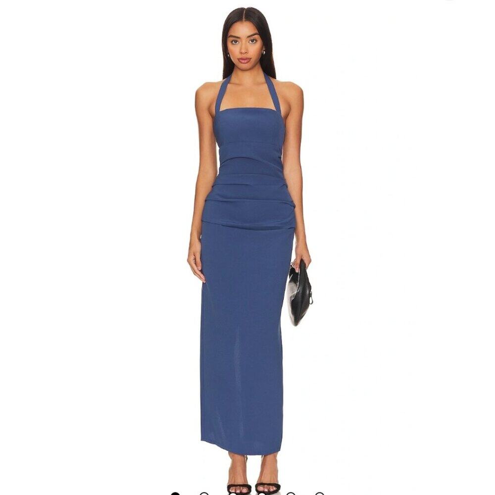 REVOLVE Blue Halter Maxi Dress
